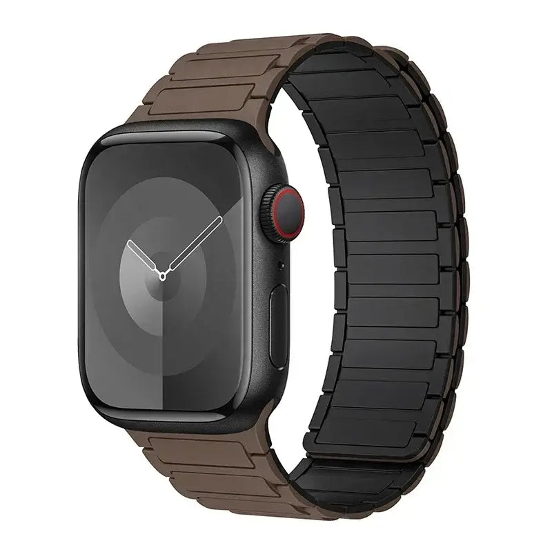 Brown / Black segmented silicone Apple Watch band
