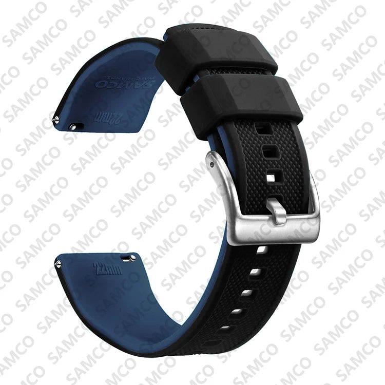 OnePlus Watch Band Quick Release Silicone Strap Sweat Resistant Black side view with buckle and textured design