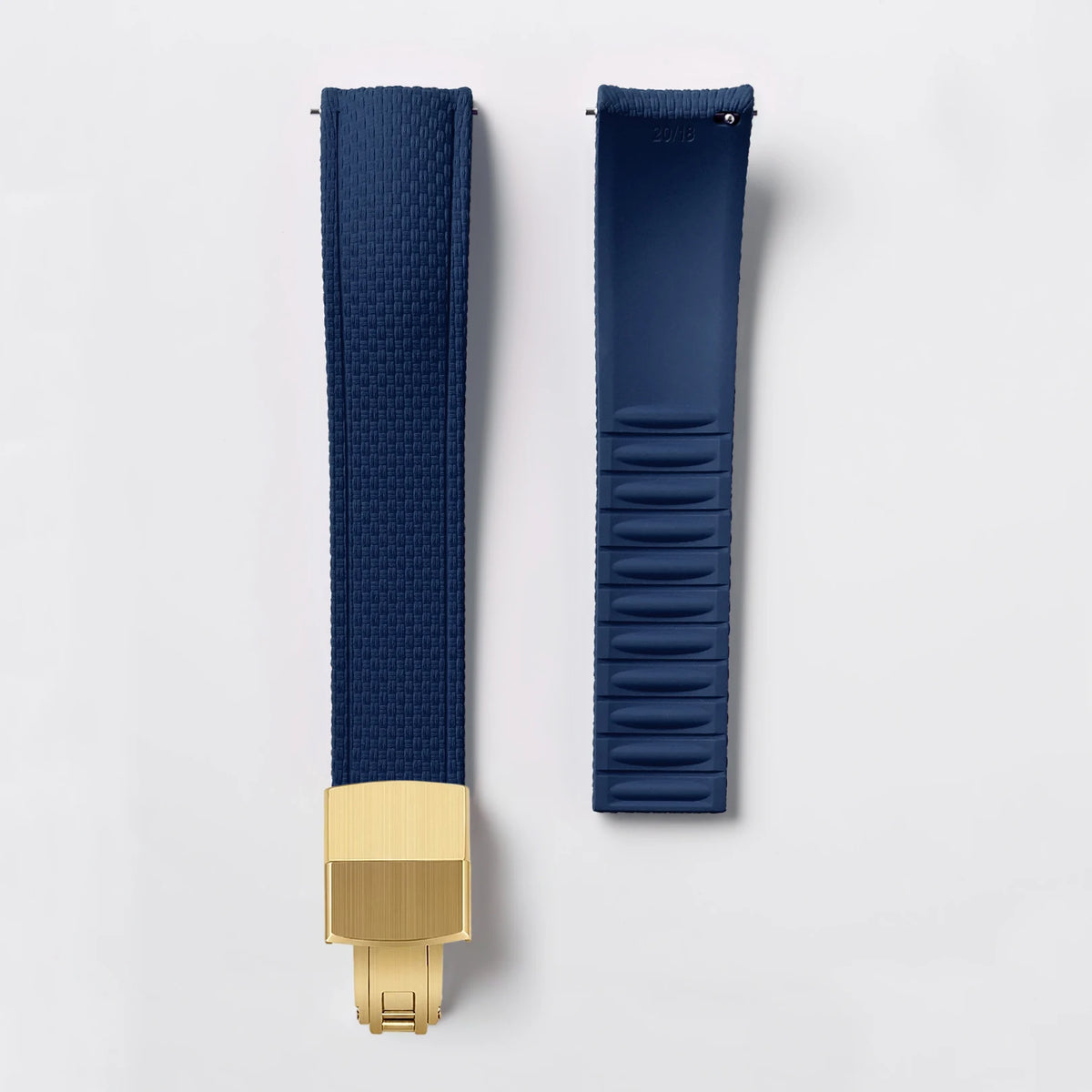 Garmin Curved-End FKM Rubber Band in Navy Blue with Gold Clasp