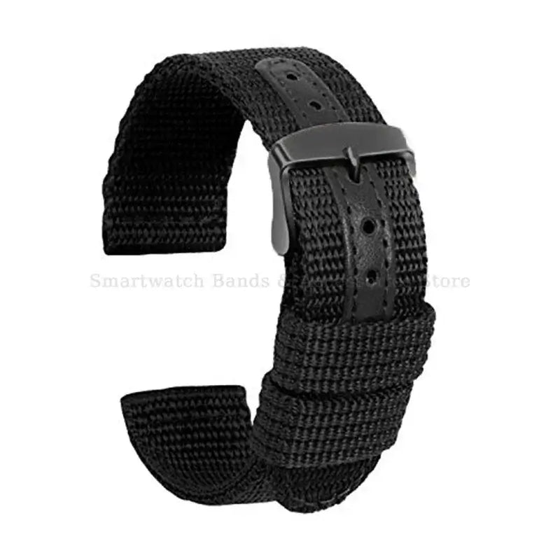 Textured Nylon Band with Center Detail in Black / Black Buckle for compatible Huawei watches