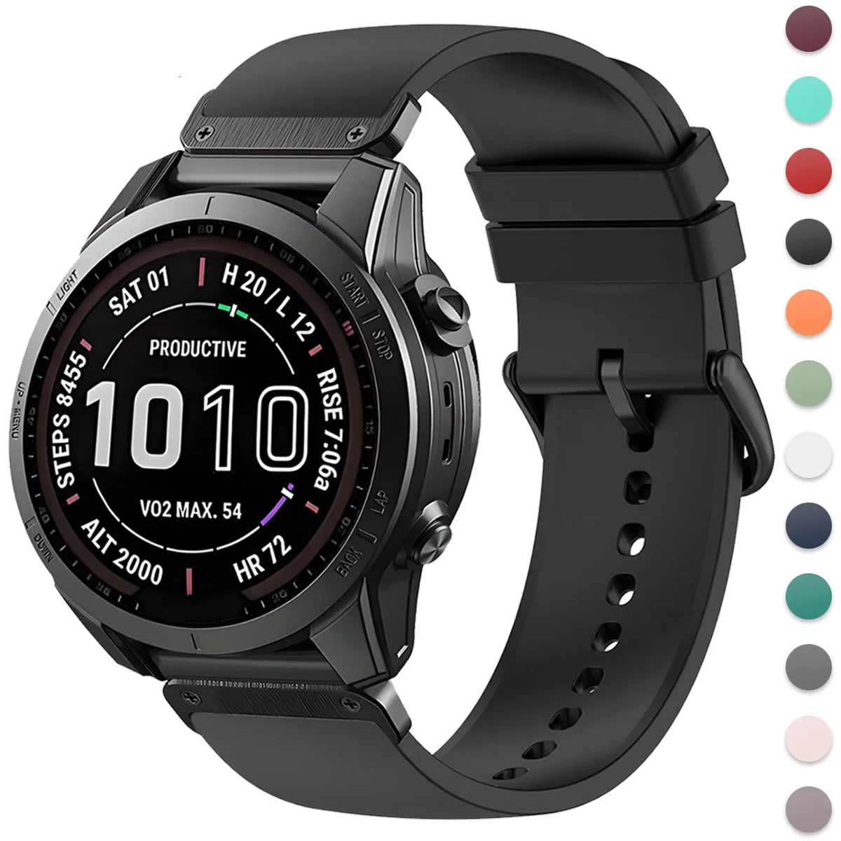 Garmin silicone watch strap - durable, flexible band for smartwatches with quickfit connector.