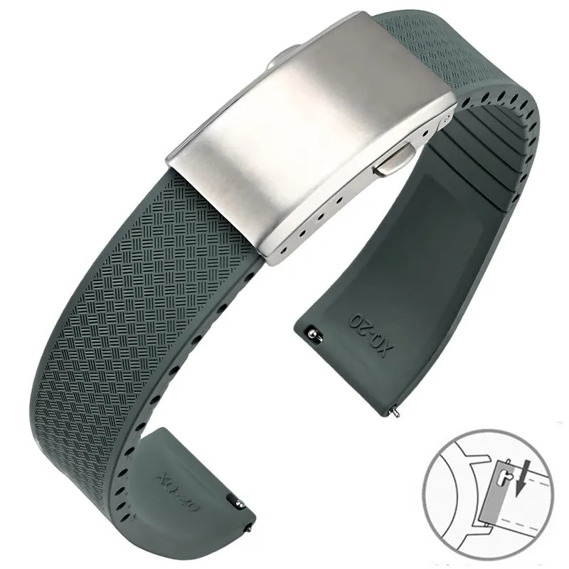 Garmin FKM Rubber Band in Gray with Silver Clasp