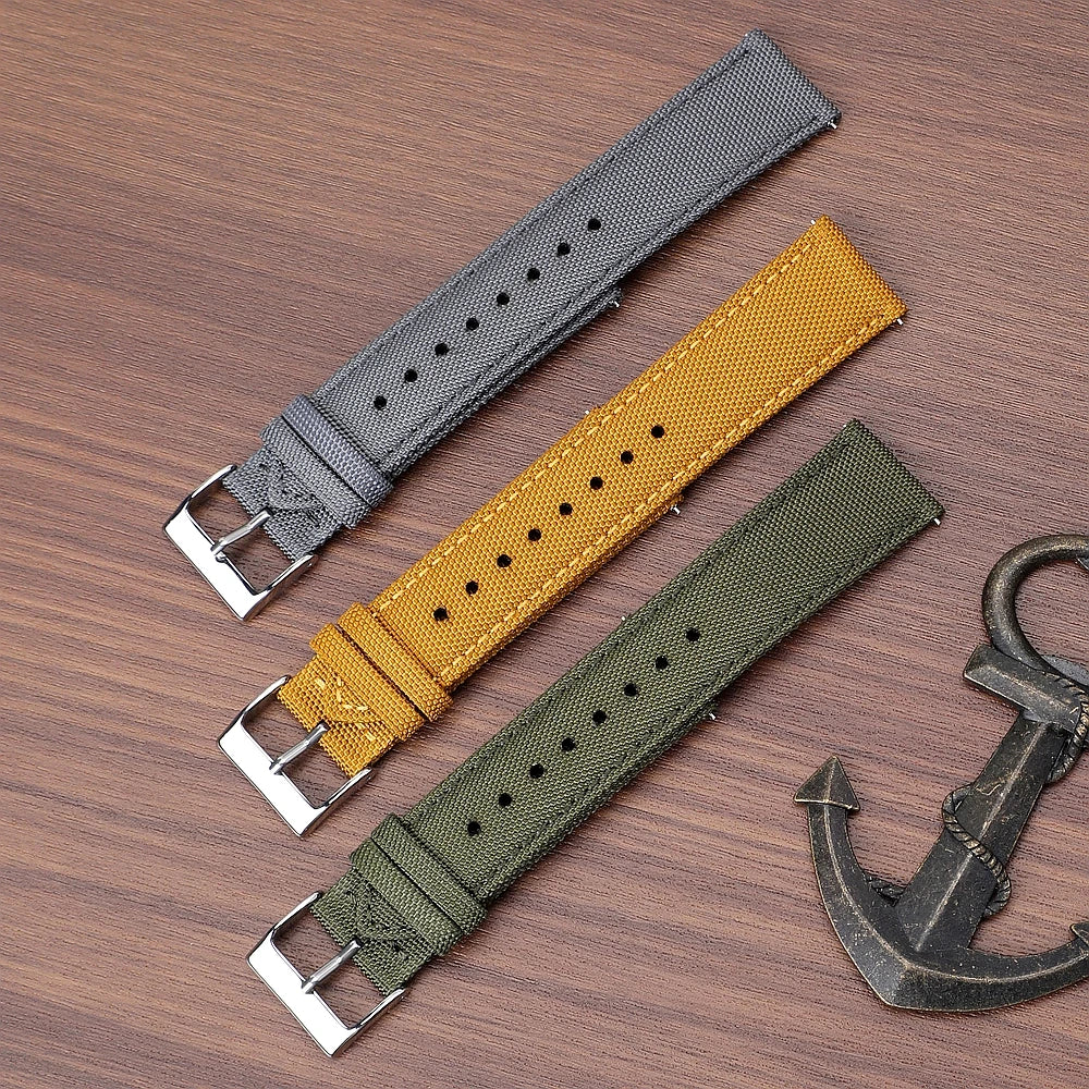 COROS Sailcloth Nylon Watch Band with Pin Buckle - Stitched edges and woven texture