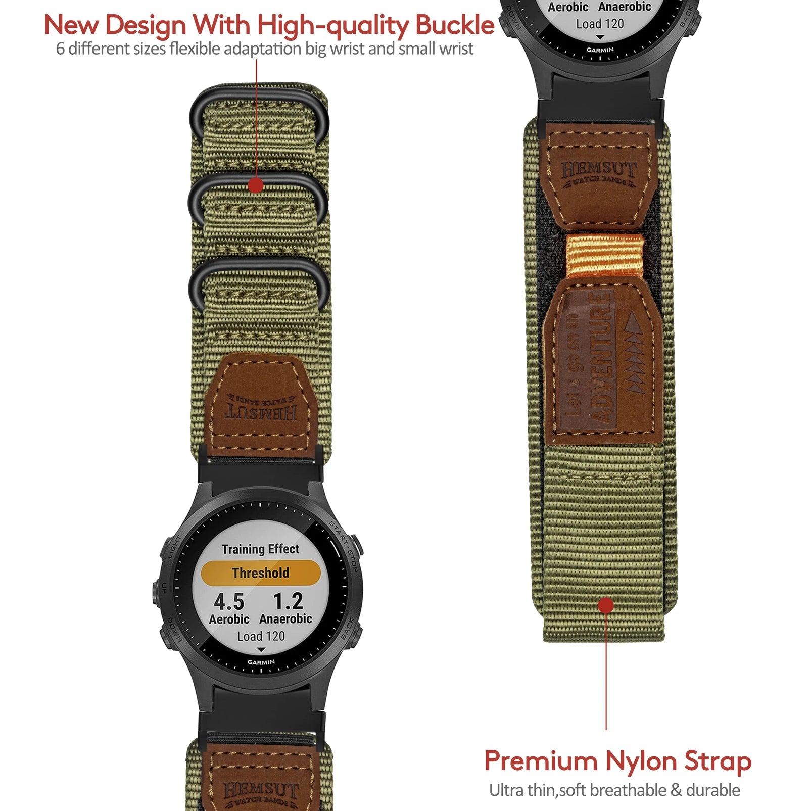Garmin rugged nylon watch band strap featuring durable design and high-quality buckle for smartwatches