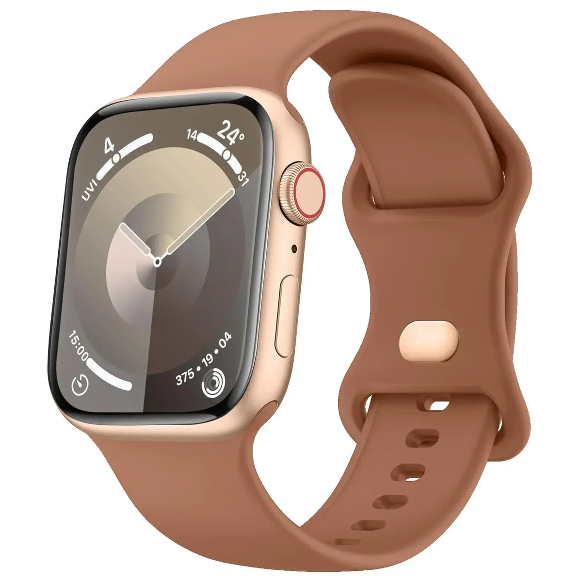 Cognac slim silicone Apple Watch band with pin-and-tuck fastening