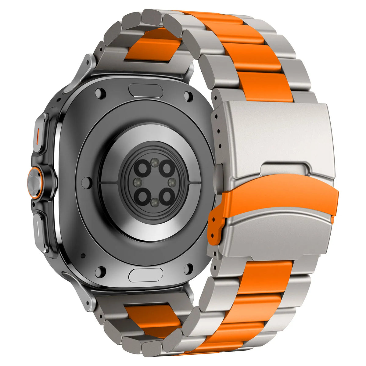 Samsung Galaxy Stainless Steel Link Watch Band - Ultra/Ultra2 in Titanium Orange-Silver color with durable metal link design.
