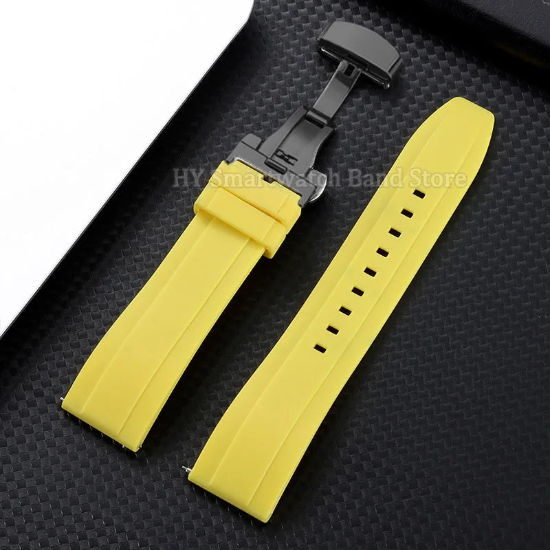 Silicone Butterfly Clasp Band in Yellow with Black Clasp
