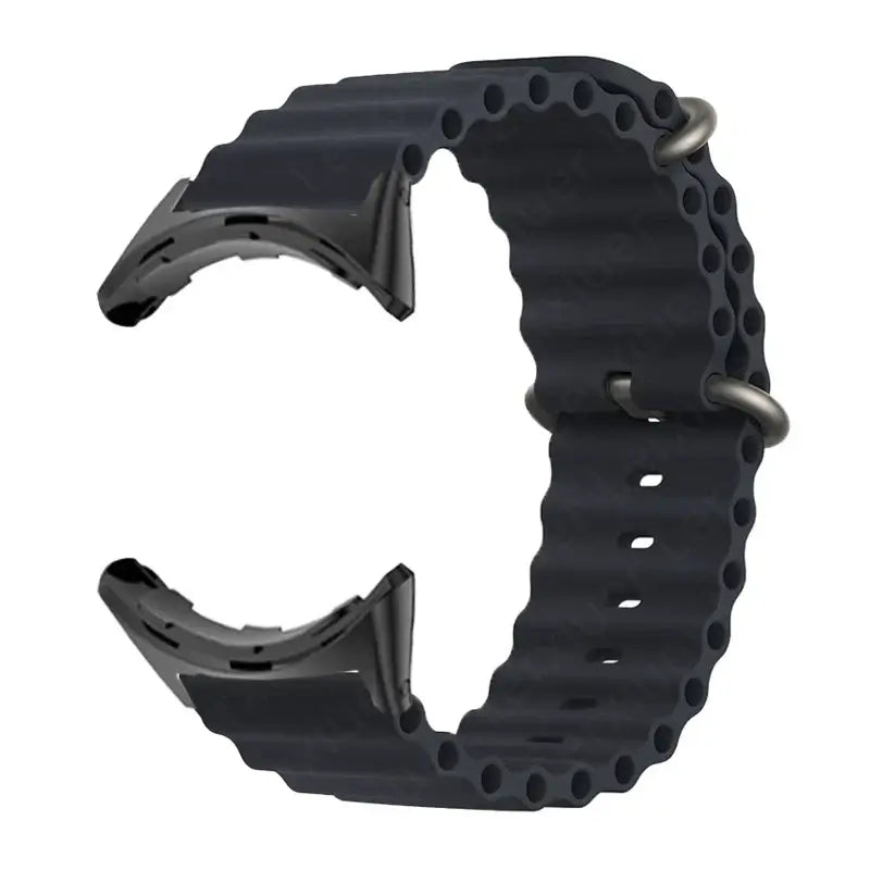 Ribbed Silicone Google Pixel Watch Band with Buckle in Charcoal Gray
