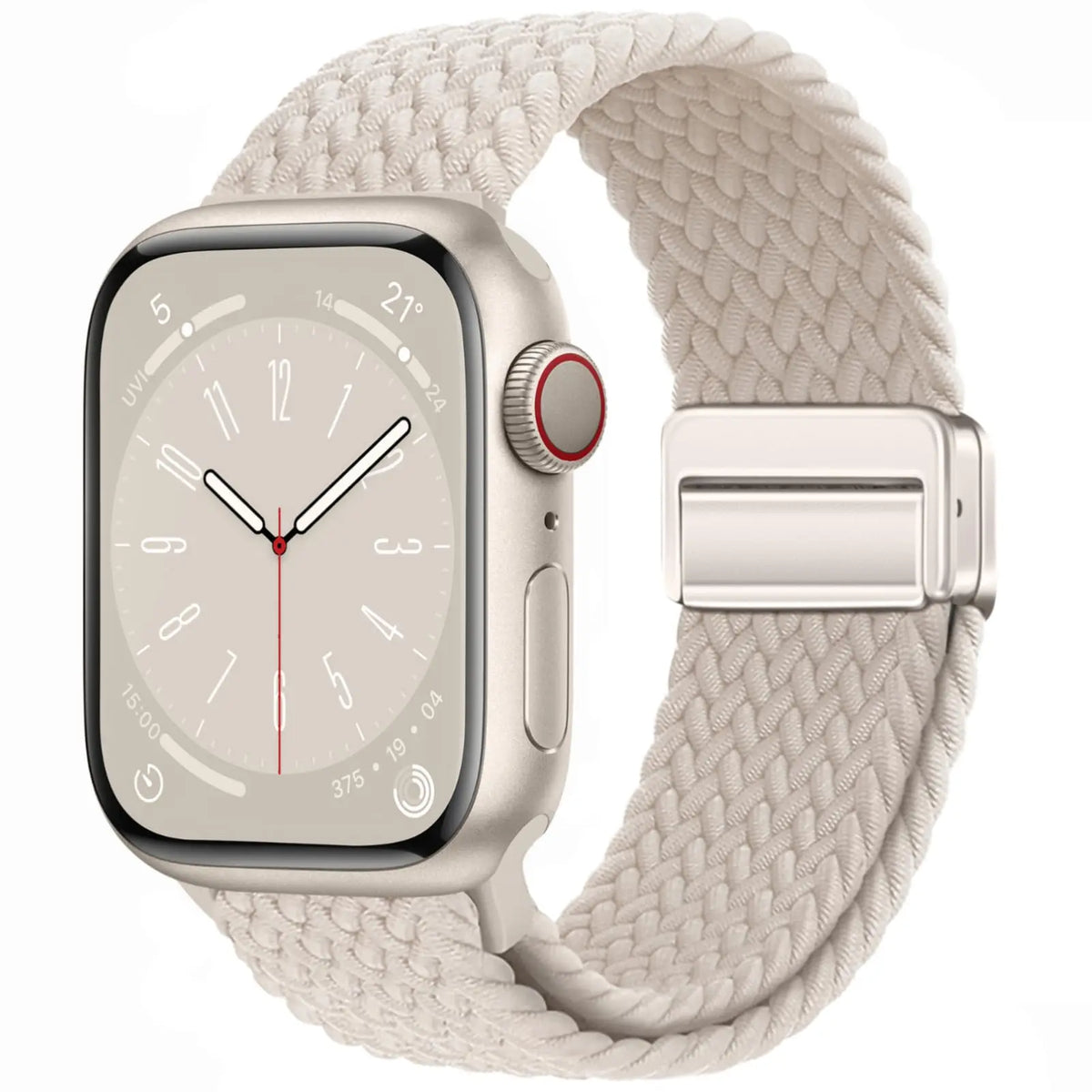 Braided Nylon Apple Watch Band with Magnetic Clasp in Ivory
