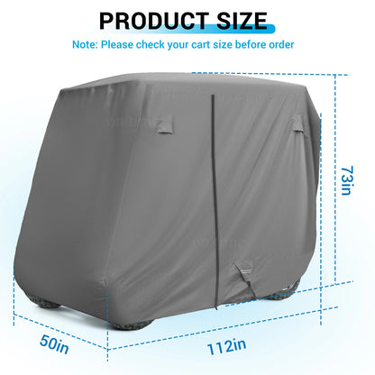 Heavy Duty Golf Cart Cover for 2+2 and 4 Passenger Carts, 600D
