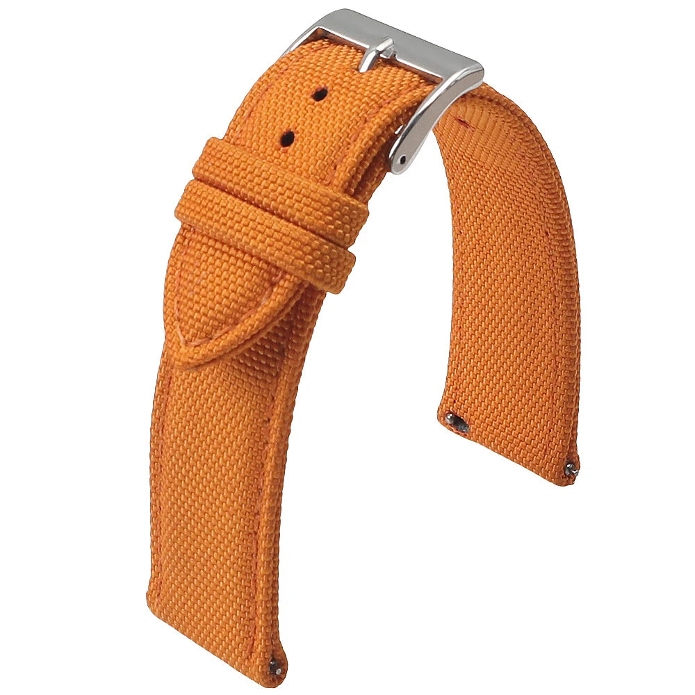 OnePlus Smartwatch Nylon Quick Release Sport Watch Band Men Women in bright orange color.