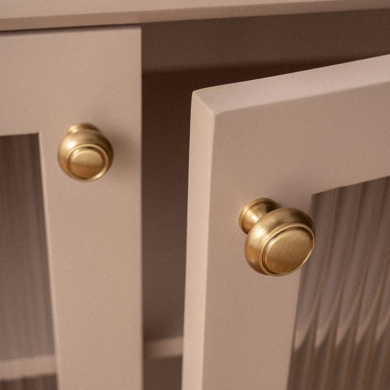 French spire solid brass round cabinet knob in brushed brass
