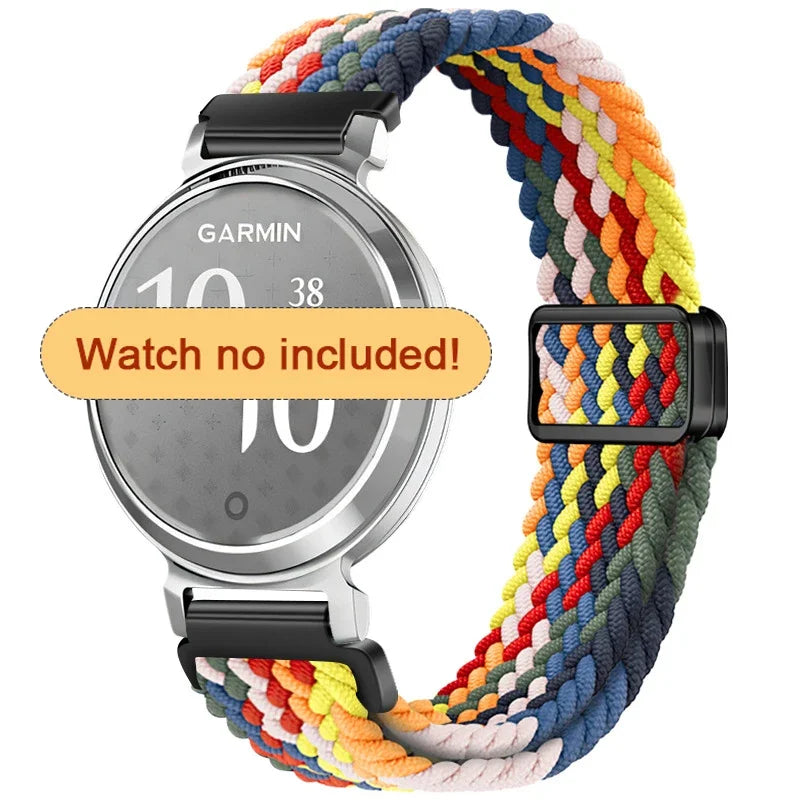 Garmin Lily 2 Braided Nylon Magnetic Band in Bright Rainbow