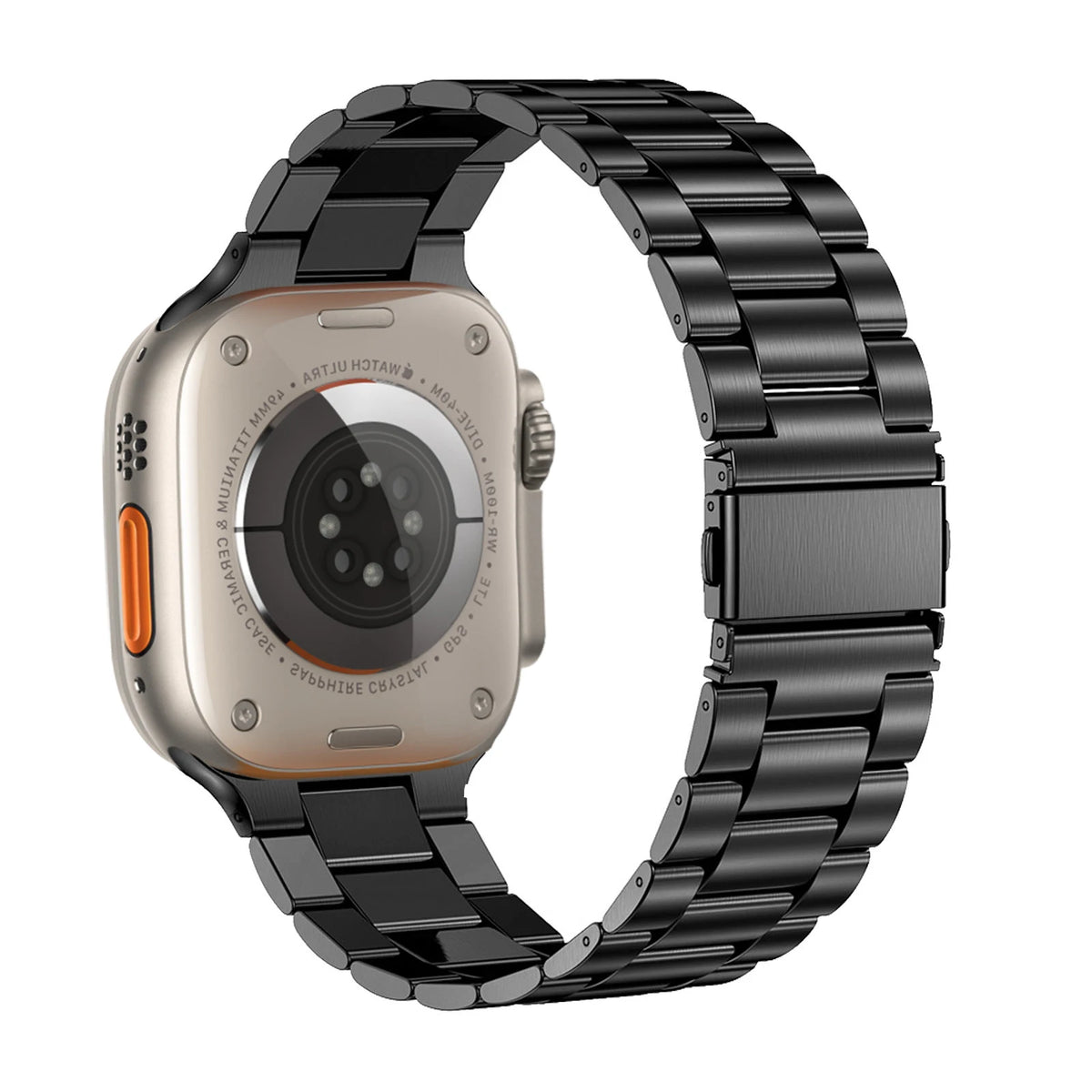 Three-Link Stainless Steel Apple Watch Bracelet Band in Black / Band Only