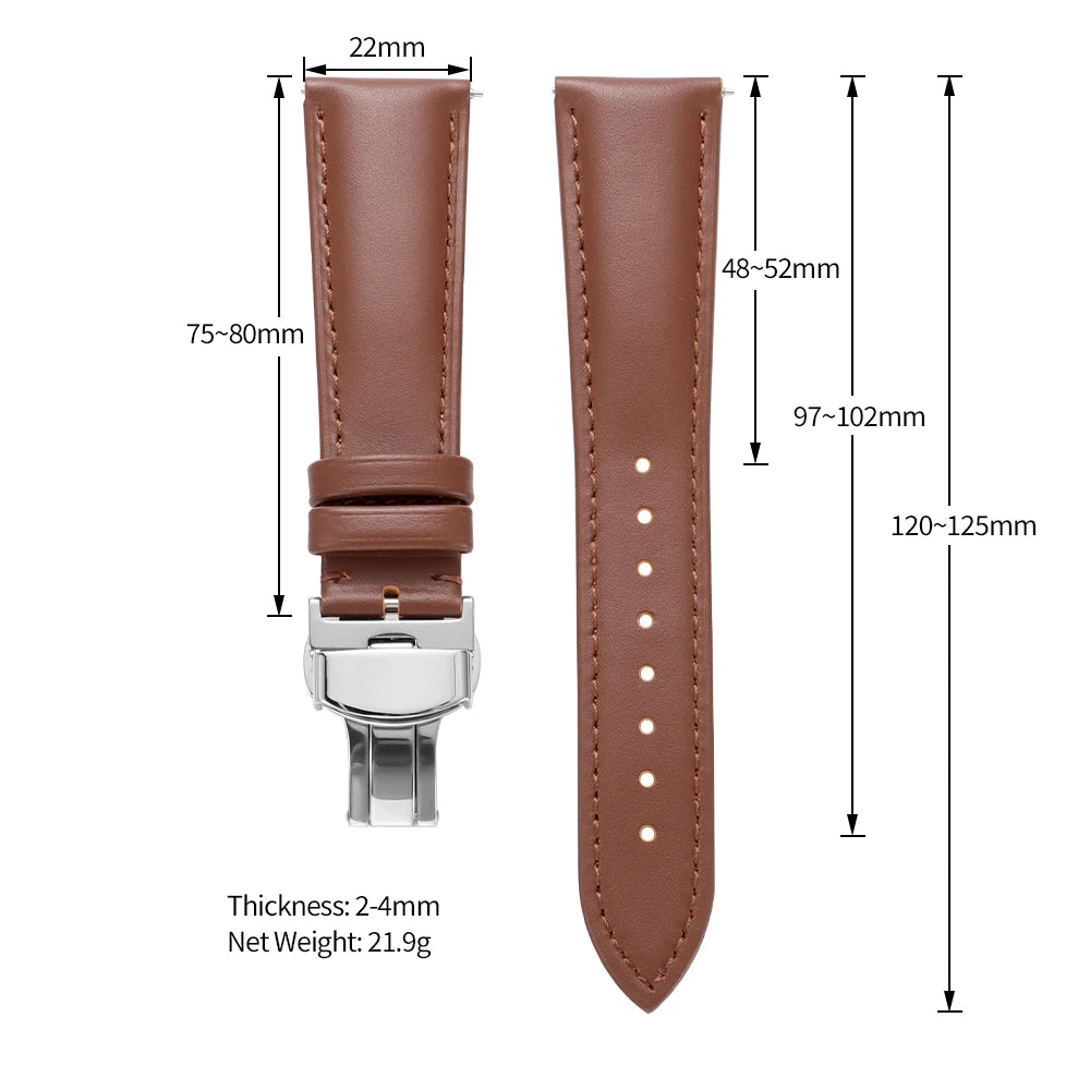 Leather Butterfly Clasp Band — strap dimensions