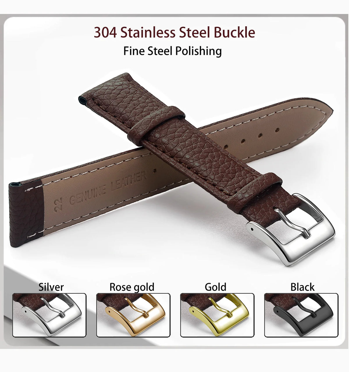 Grained Leather Band — buckle details