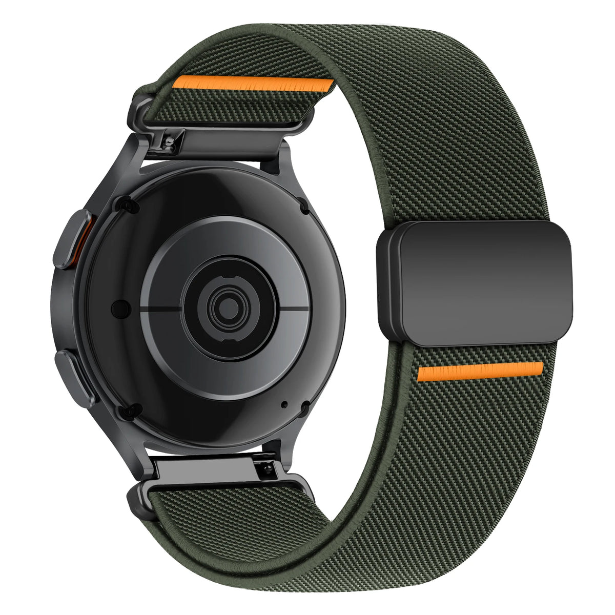 Motorola Moto Nylon Band with Magnetic Clasp and Orange Accents — Olive Green