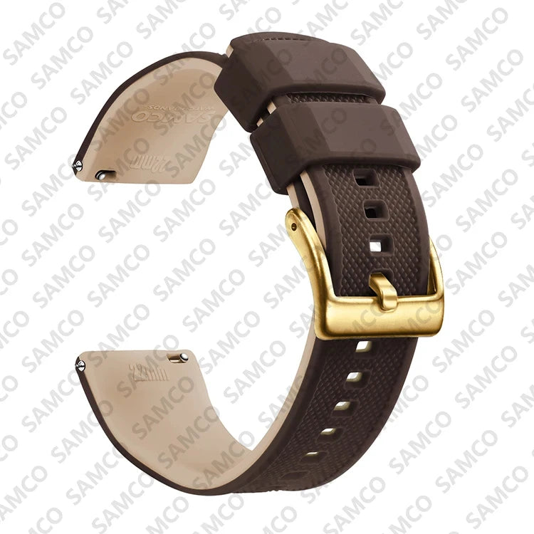 Polar Textured Silicone Band with Buckle Choices – Coffee / Beige / Gold Buckle