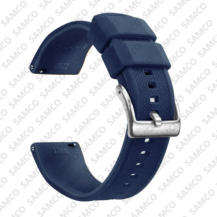 Polar Textured Silicone Band with Buckle Choices – Navy Blue / Silver Buckle
