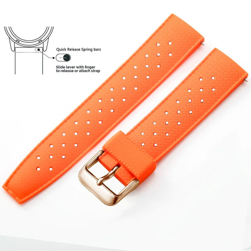 Tropic Silicone Band for Polar – Orange / Rose Gold Buckle (Option 2)
