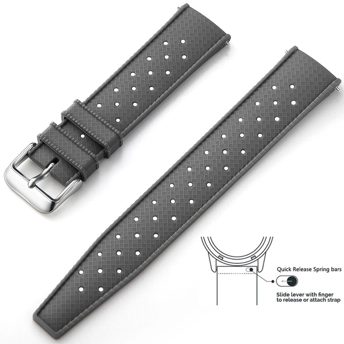 Tropic Silicone Band for Motorola Moto — Gray / Silver Buckle