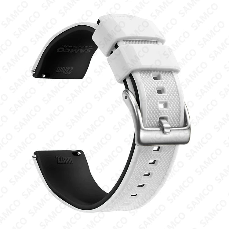OnePlus Watch Band Quick Release Silicone Strap Sweat Resistant Black close-up view showing design and comfort features.