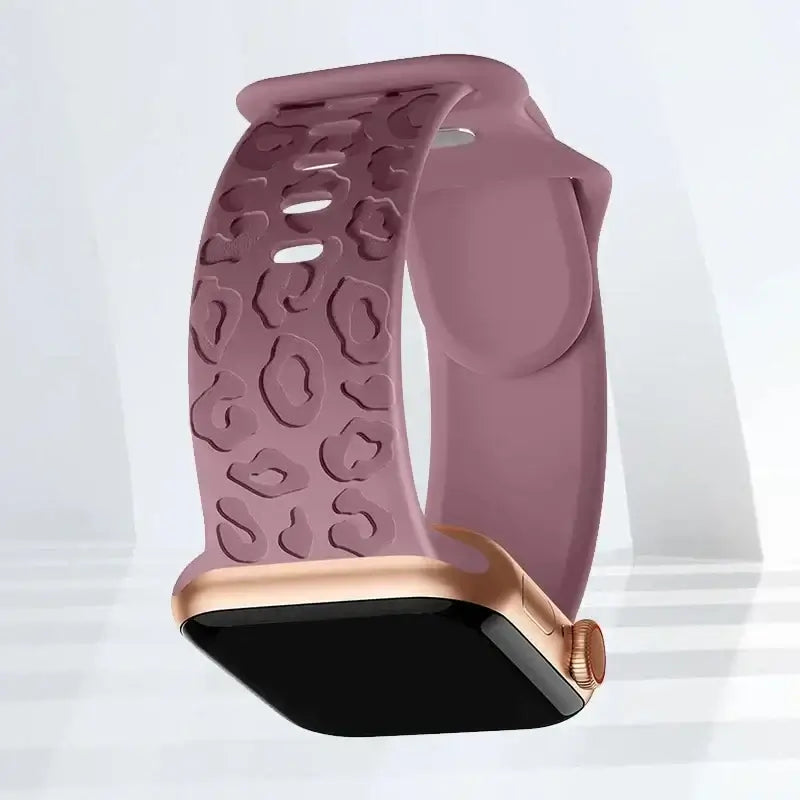 Mauve Leopard silicone Apple Watch band