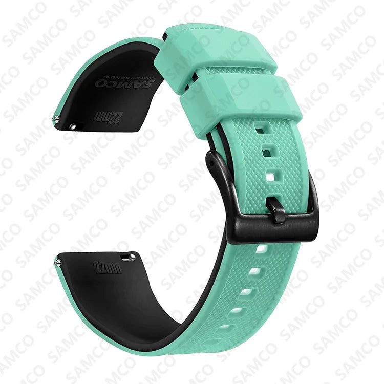 Motorola Moto Textured Silicone Band with Buckle Choices — Mint / Black / Black Buckle