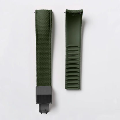 Garmin Curved-End FKM Rubber Band in Army Green with Black Clasp