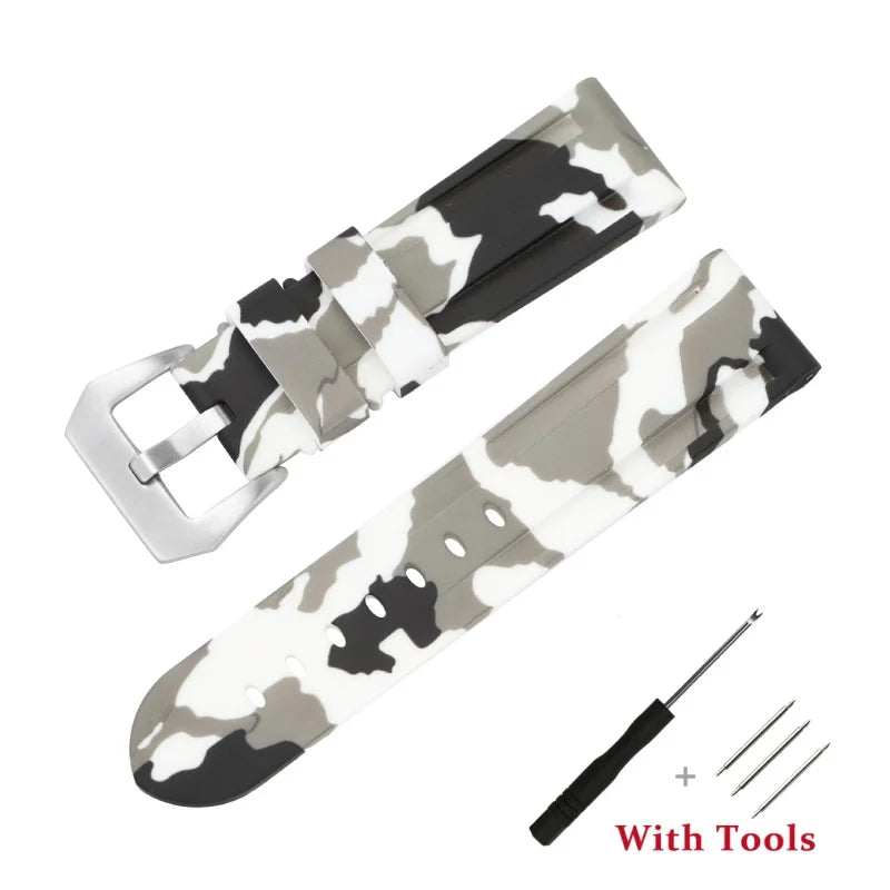 COROS Silicone Buckle Band in Solid and Camo Colors – White Camo