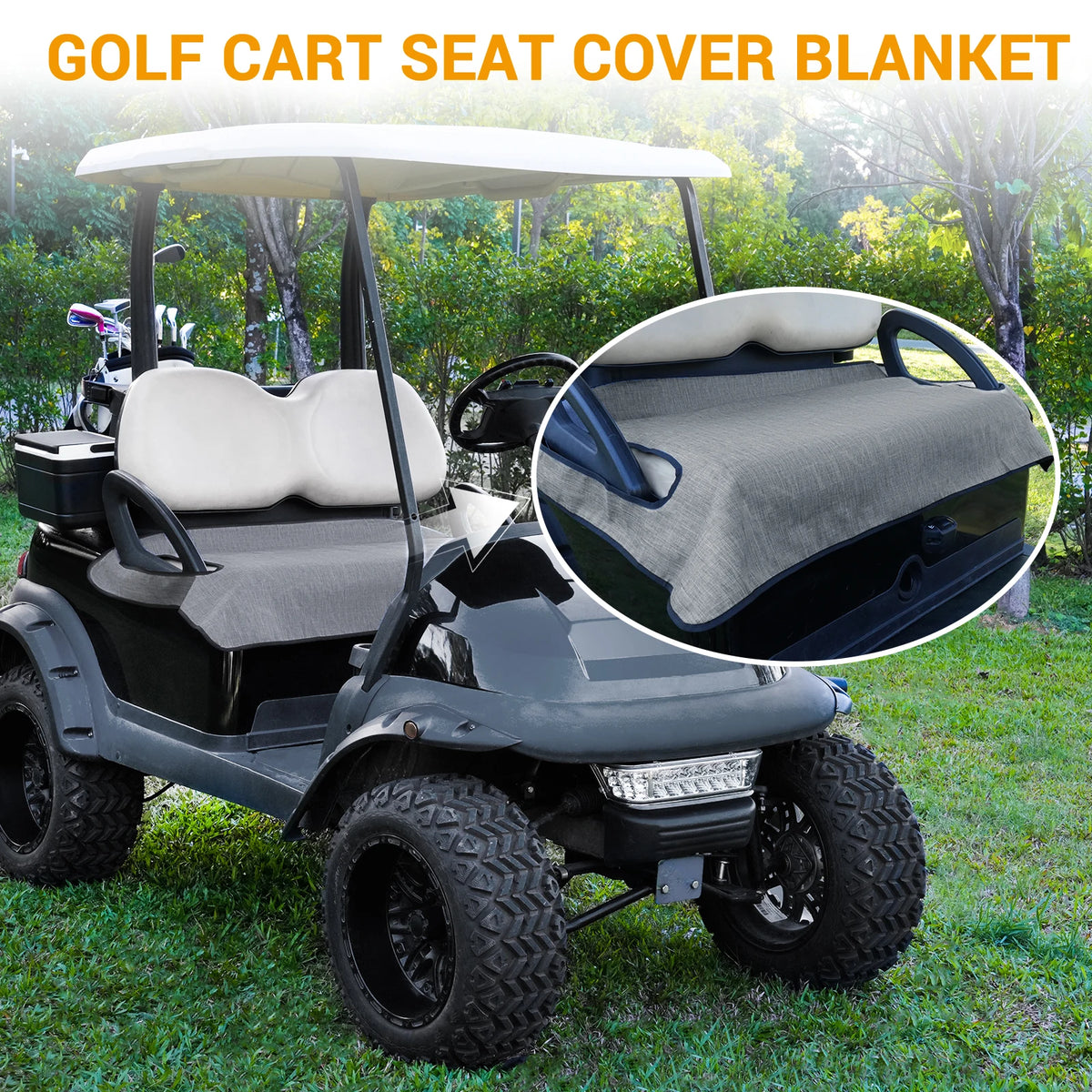 Golf Cart Seat Blanket Cover, Soft Cationic Fabric, Dark Grey