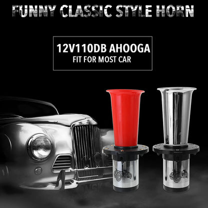 Classic Ahooga Golf Cart Horn, Retro Style, 12V, Chrome or Red