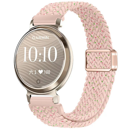 Garmin Lily 2 Braided Nylon Magnetic Band in pink on a watch