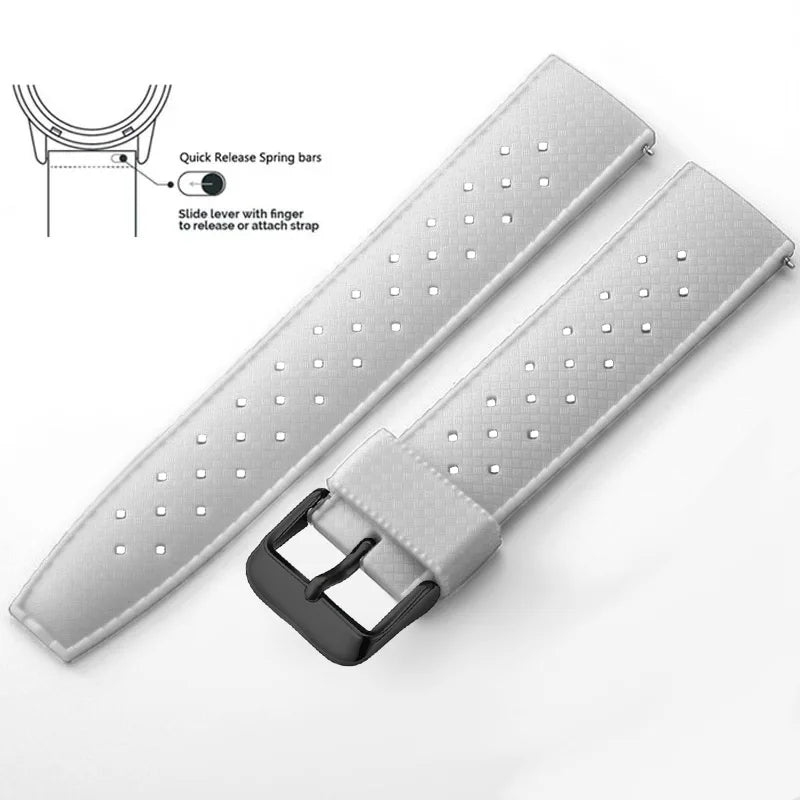 Tropic Silicone Band for Motorola Moto — White / Black Buckle (Option 4)