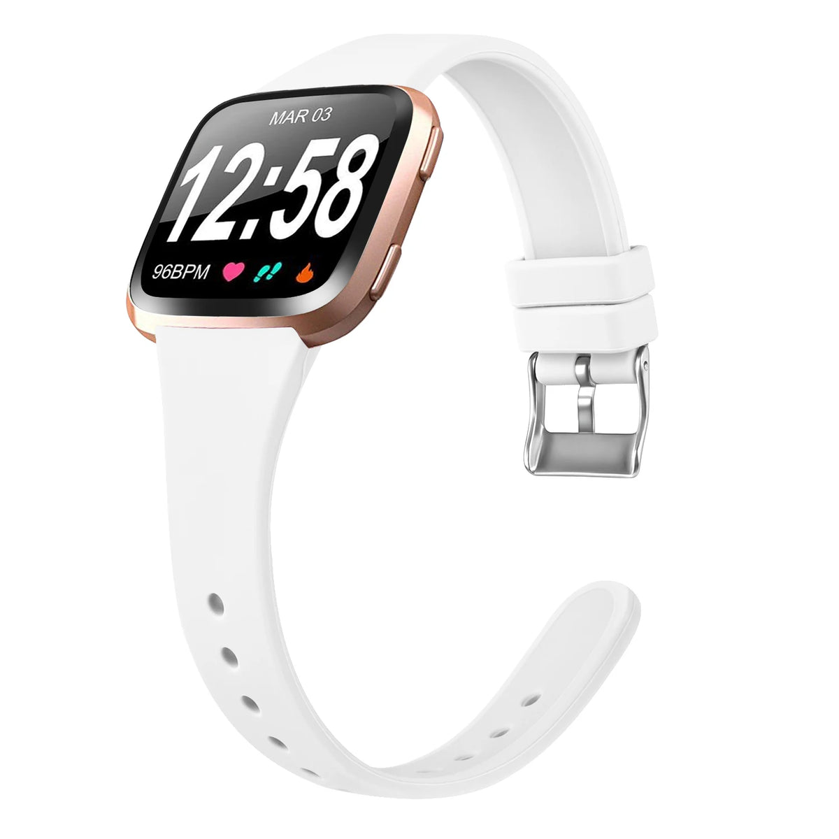 Fitbit Versa 2 Slim Silicone Buckle Band - White