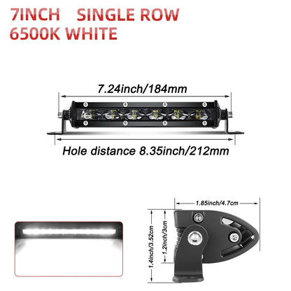 Slim LED Light Bar for Golf Carts, Single Row, 7 to 26 in