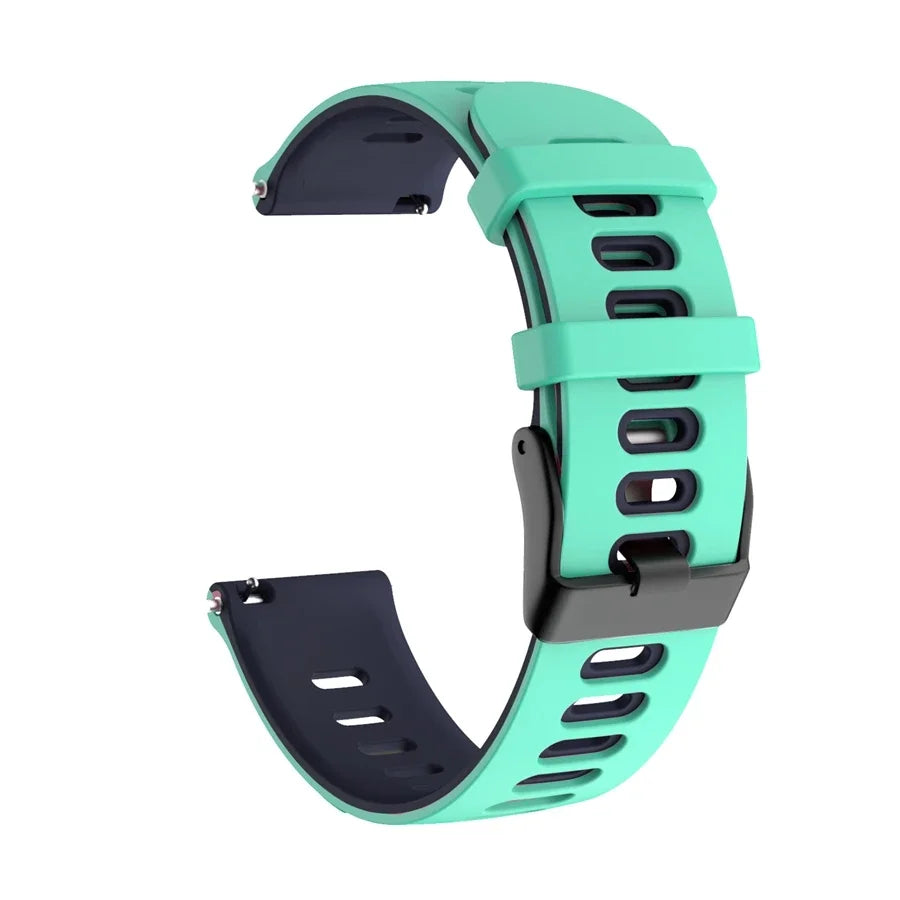 Polar Two-Tone Silicone Watch Band with Rectangular Holes — Teal / Navy