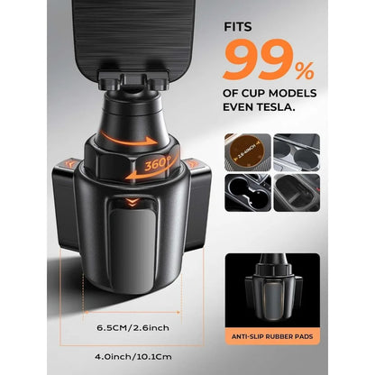 Golf Cart Cup Holder Phone Mount, 360° Adjustable for 4 to 7 in Phones