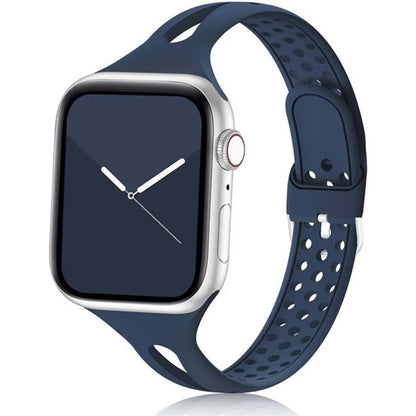 Apple Watch Silicone Strap in navy blue, soft and breathable band for comfort and style.