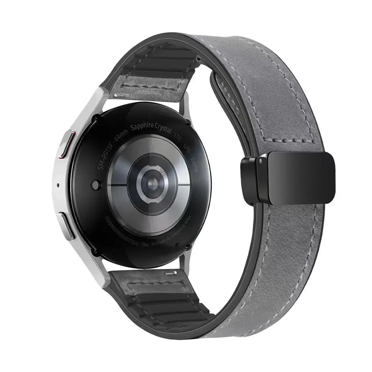 Leather and Silicone Magnetic Band in Gray