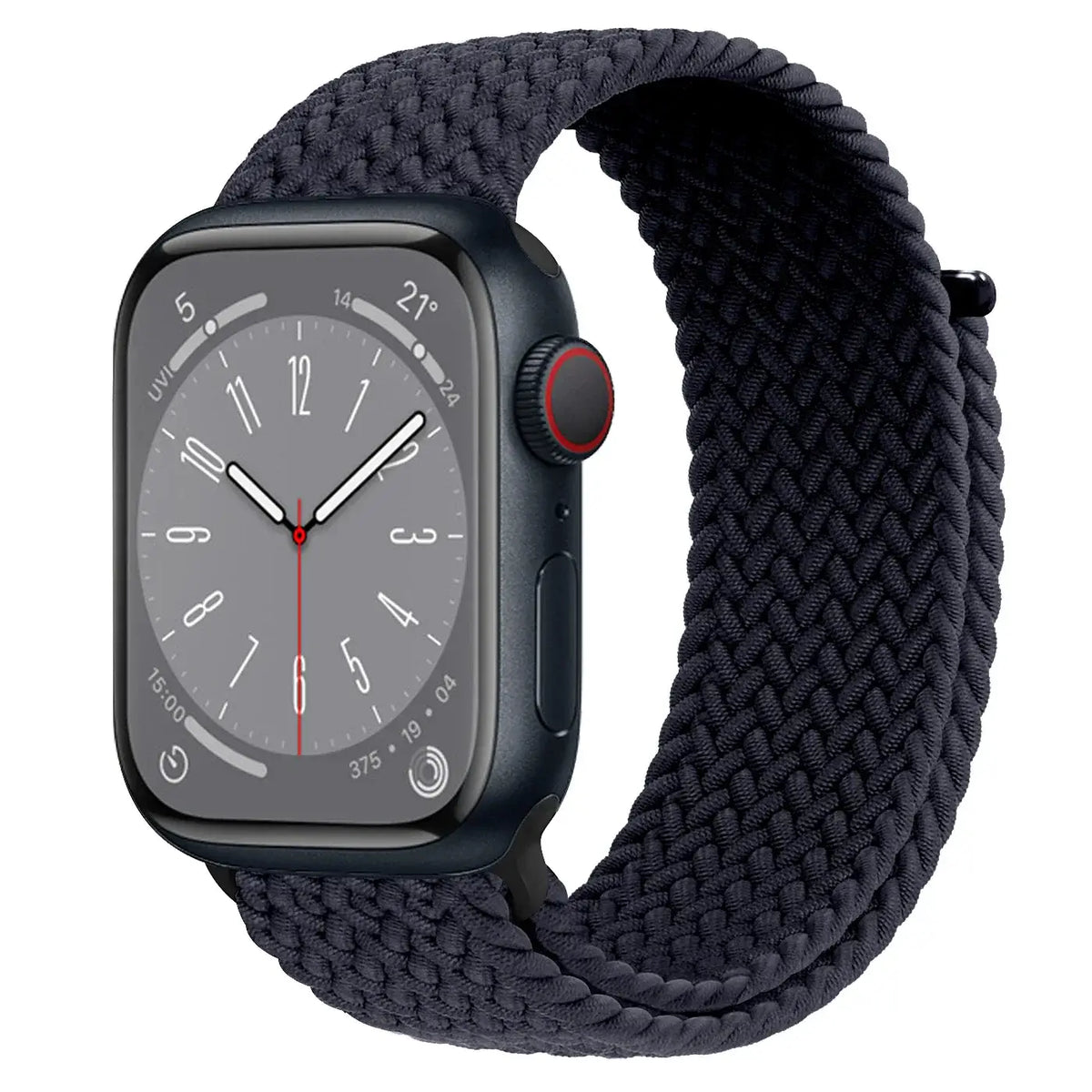 Deep Plum braided nylon Apple Watch band with hook-and-loop closure