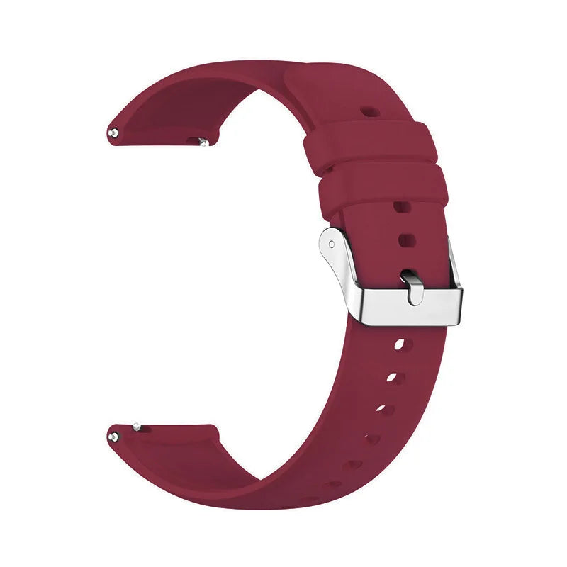 COROS Smooth Silicone Watch Band with Pin Buckle - Wine Red - Silver Buckle