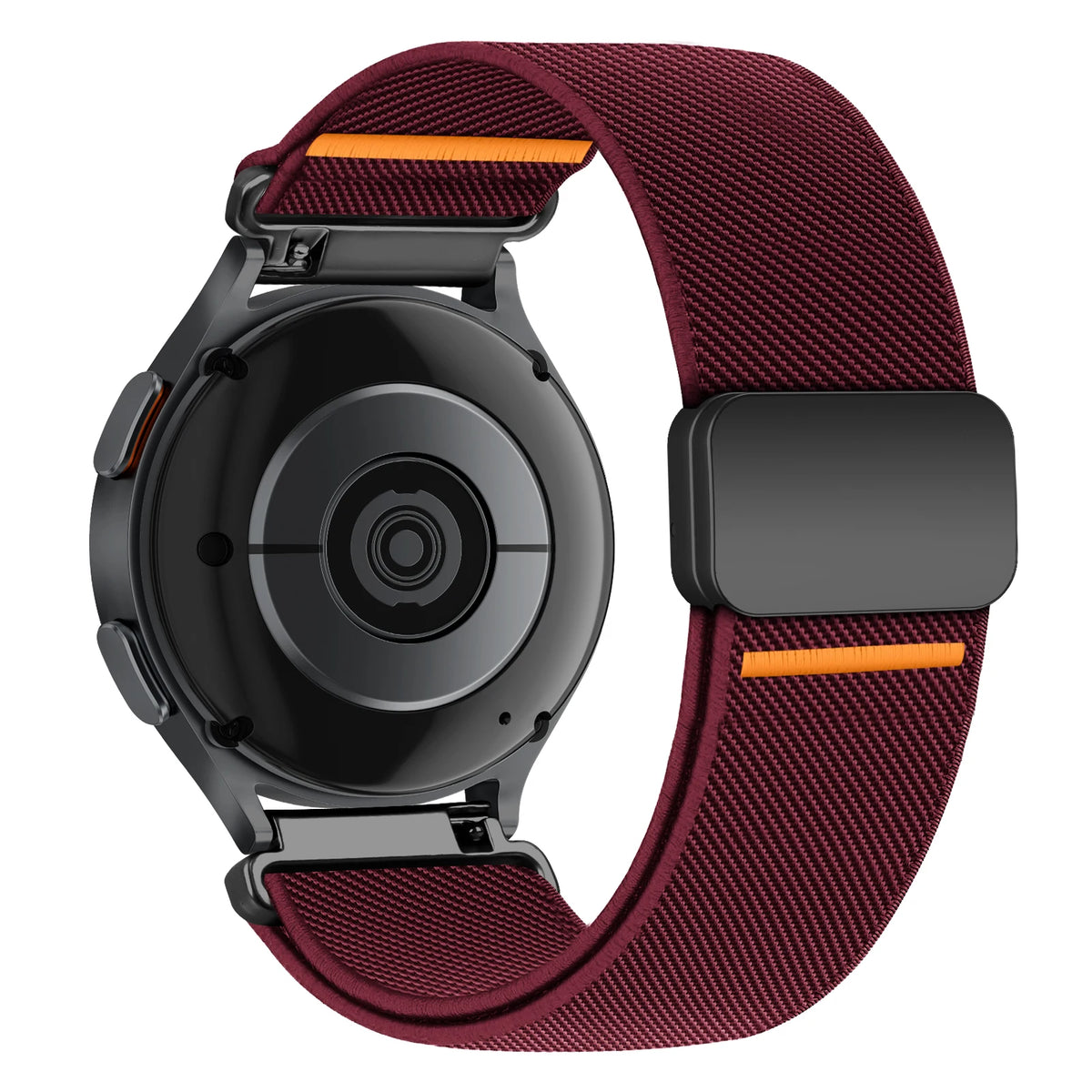 COROS Nylon Band with Magnetic Clasp and Orange Accents – Wine Red