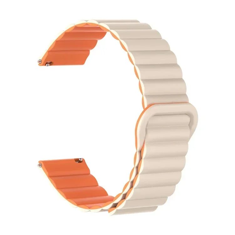 COROS Ribbed Magnetic Silicone Loop Watch Band - Starlight / Orange