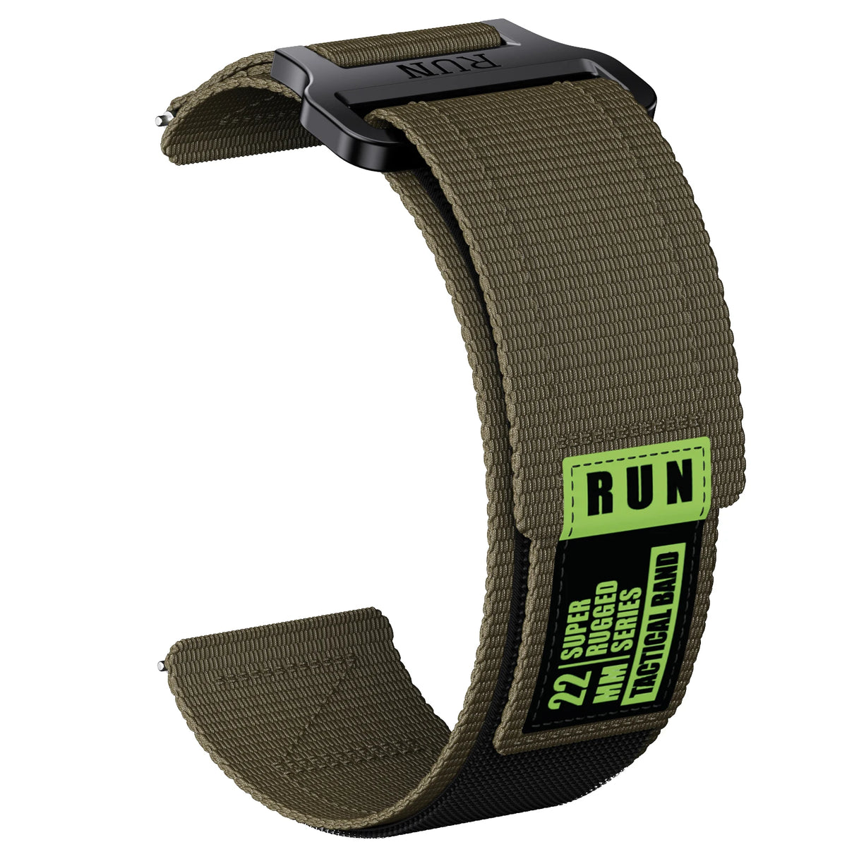 COROS Nylon Hook-and-Loop Band with Label Detail – Olive Green