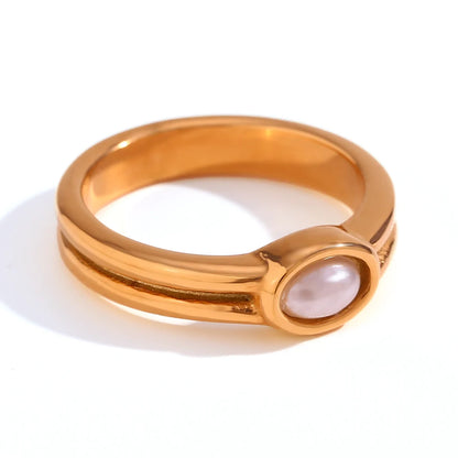 Paved lapis lazuli ring, gold-tone stainless steel