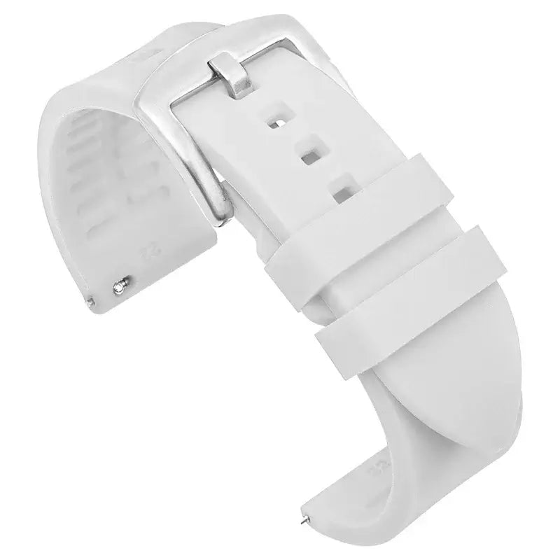 TicWatch Smooth Silicone Band with Textured Underside - White / Silver Buckle