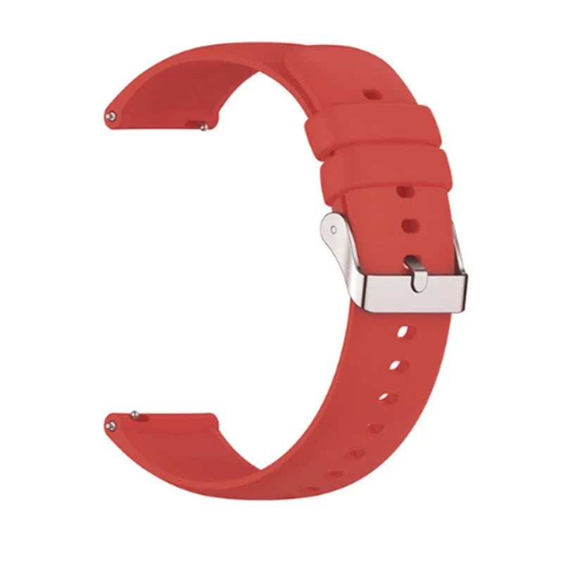 Motorola Moto Watch Bands Silicone Replacement Strap with Metal Buckle in red color, ideal for smartwatches and daily wear.