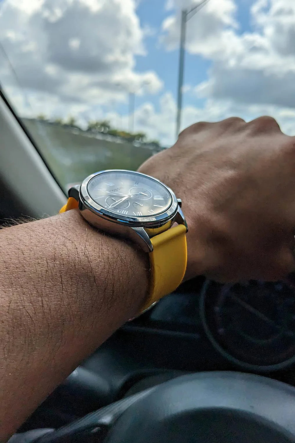 Curved-End Silicone Band worn on a wrist