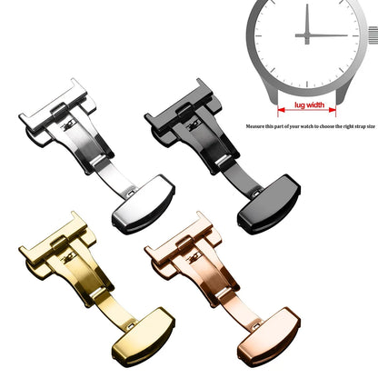 Leather Butterfly Clasp Band — butterfly clasp in four finishes